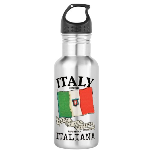 Vintage Italië Landenvlag Waterfles (Voorkant)