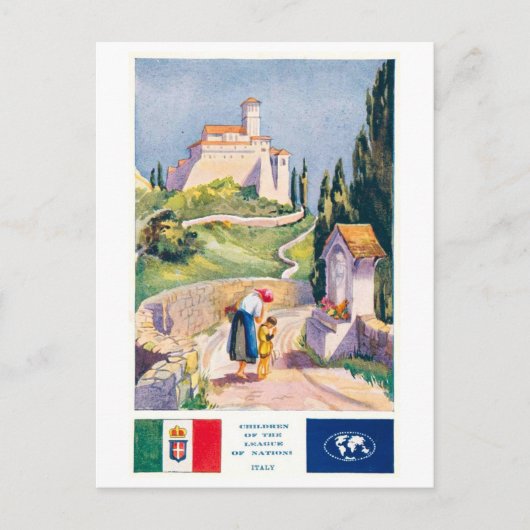 Vintage Italië Volkenbond Briefkaart (Voorkant)
