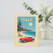 Vintage Italy Italian Coast Beach Car  Briefkaart (Staand voorkant)