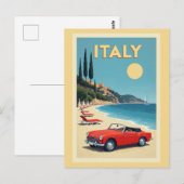 Vintage Italy Italian Coast Beach Car  Briefkaart (Voorkant / Achterkant)