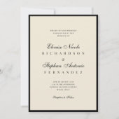 Vintage Ivory & Black Old Money Wedding Kaart (Voorkant)