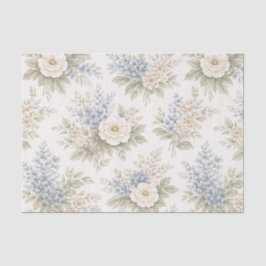 Vintage Ivory Blue Heirloom Floral Bouquet Tissuepapier