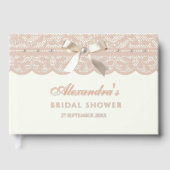 Vintage Ivory Bow Lace Bridal Shower Gastenboek (Voorkant)