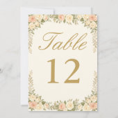Vintage Ivory Elegant Wedding Table Number Kaart (Achterkant)