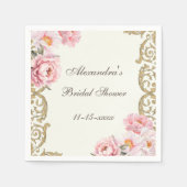 Vintage Ivory Pink Peony Bridal Shower Servet (Voorkant)