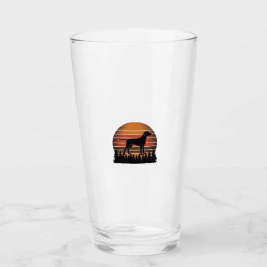 Vintage Jachthond Zonsondergang Bos Vector Design_ Glas (Voorkant)