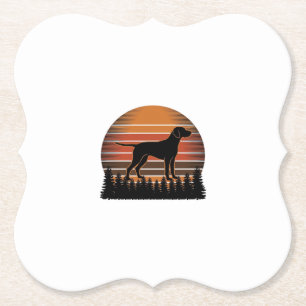 Vintage Jachthond Zonsondergang Bos Vector Design_ Kartonnen Onderzetters
