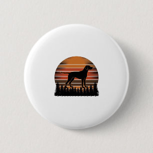 Vintage Jachthond Zonsondergang Bos Vector Design_ Ronde Button 5,7 Cm