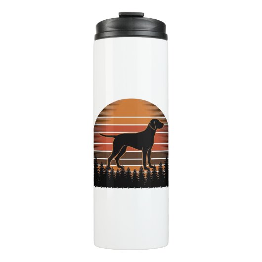Vintage Jachthond Zonsondergang Bos Vector Design_ Thermosbeker (Voorkant)