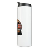 Vintage Jachthond Zonsondergang Bos Vector Design_ Thermosbeker (Geroteerd rechts)