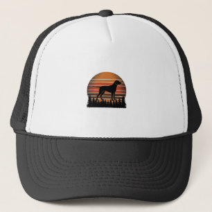 Vintage Jachthond Zonsondergang Bos Vector Design_ Trucker Pet