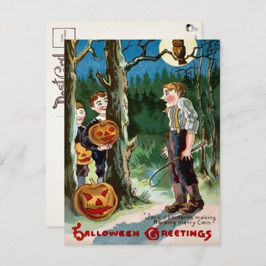 Vintage Jack o' Lantern Halloween Briefkaart (Voorkant / Achterkant)