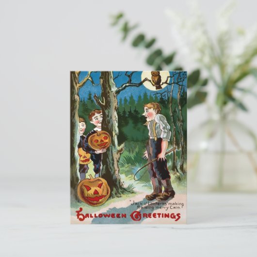 Vintage Jack o' Lantern Halloween Briefkaart (Staand voorkant)