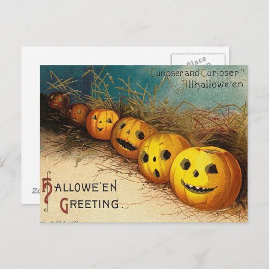 Vintage Jack O'Lantern Halloween Briefkaart (Voorkant / Achterkant)
