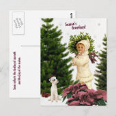 Vintage Jack Russell en Pink Poinsettias Briefkaar Briefkaart (Voorkant / Achterkant)