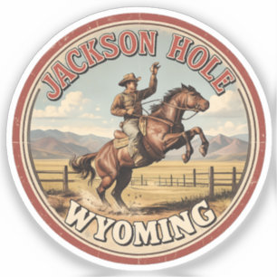 Vintage Jackson Hole Bucking Bronco Wyoming gasten Sticker