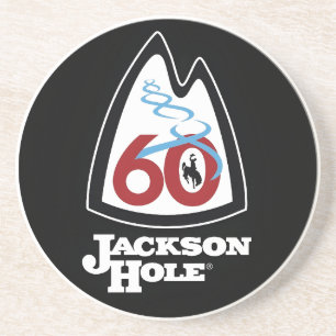 Vintage Jackson Hole Ski Resort wyoming skigebied Zandsteen Onderzetter