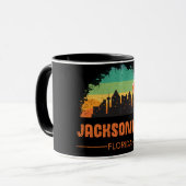 Vintage Jacksonville City Florida Retro Stripe Mok (Voorkant links)