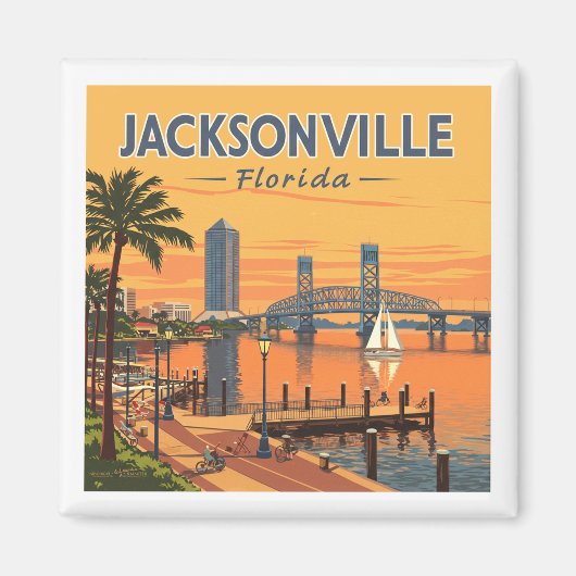 Vintage Jacksonville Florida Magneet (Voorkant)