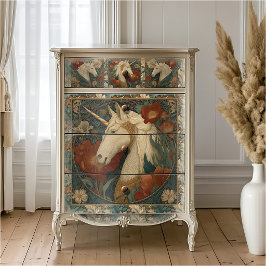 Vintage Jade Bloem William Morris Stijl Eenhoorn Tissuepapier