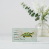 Vintage Jade Turtle Visitekaartje/Labels Visitekaartje (Staand voorkant)