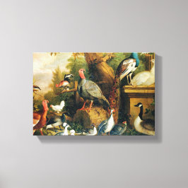 Vintage Jakob Bogdani Vogels in een Landschap  Canvas Afdruk