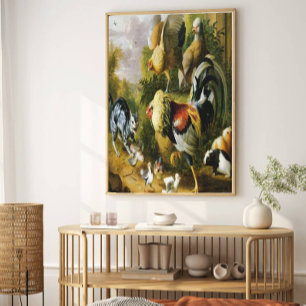 Vintage Jakub Bogdan Cat onder roosters Canvas Afdruk