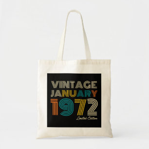 Vintage januari 1972 52e verjaardag tote bag