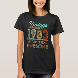 Vintage januari 1983 39e dag 39 jaar oud als t-shirt