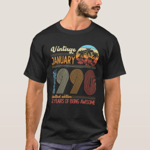 Vintage januari 1990 33 jaar oud 33e verjaardag de t-shirt