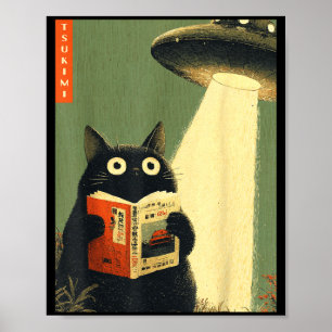 Vintage Japan kat boek liefhebbers ufo alien Poster