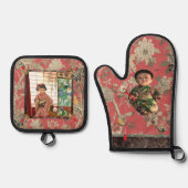 Vintage Japan Ningyo Pot Holder Set (Voorkant)