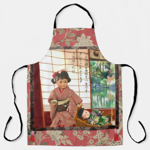 Vintage Japan Ningyo Print Schort