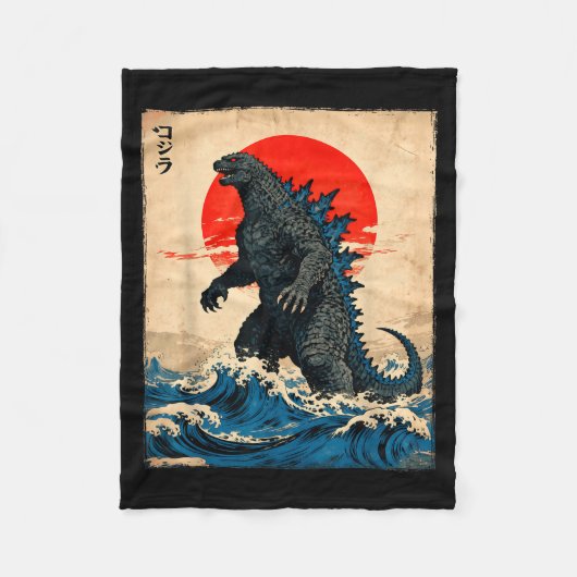 Vintage Japanese Art Kaiju Monster  Fleece Deken (Voorkant)