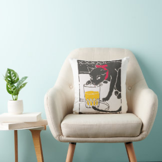 Vintage Japanese Beer Cat Art Goyo Retro Kussen