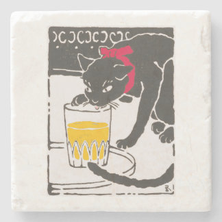 Vintage Japanese Beer Cat Art Goyo Retro Stenen Onderzetter