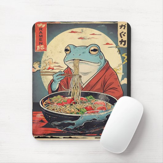 Vintage Japanese Frog Ramen for foodies  Muismat (Met muis)