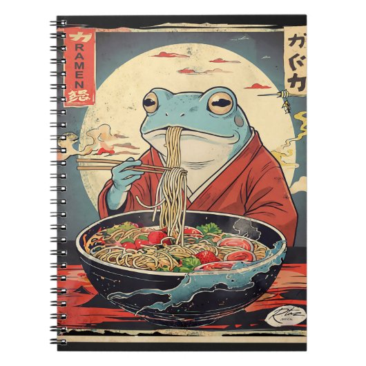 Vintage Japanese Ramen Frog Ukiyo-e Art | Noodle  Notitieboek (Voorkant)