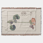 Vintage Japanese Spring Art: Geranium & Butterfly Deken (Voorkant)