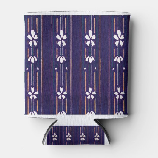 Vintage Japanese Textile Pattern Shima-Shima Blikjeskoeler (Voorkant)