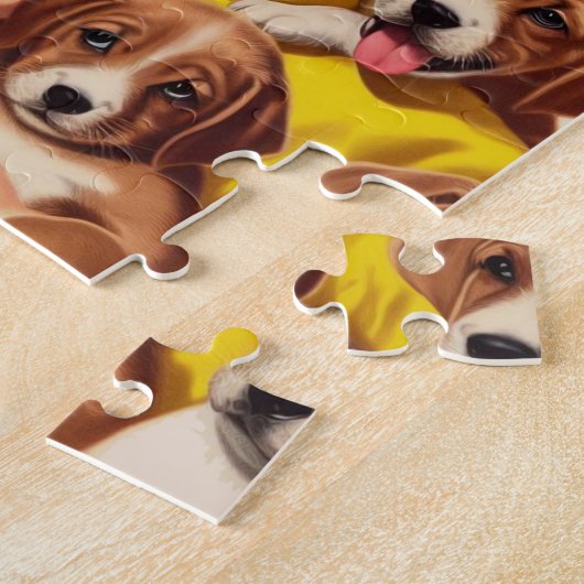 Vintage Japanese Woman and Puppies Legpuzzel (Zijkant)