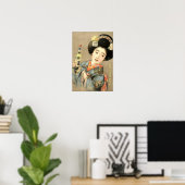 Vintage Japanese Woman in Kimono with Sake Poster (Thuiskantoor)