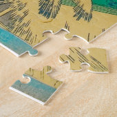 Vintage Japanese Woodblock Kiyo Waterfall Tokaido Legpuzzel (Zijkant)