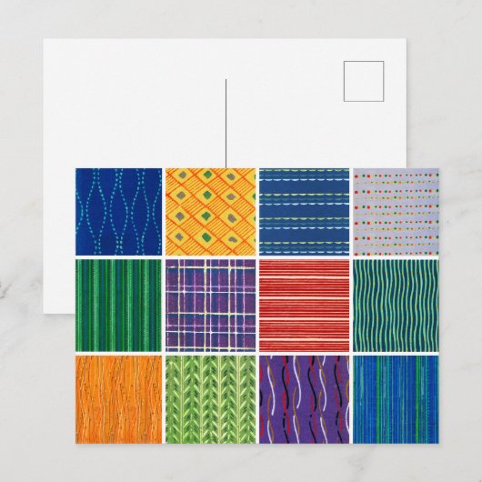 Vintage Japanese Woodcut Textiles Briefkaart (Voorkant / Achterkant)