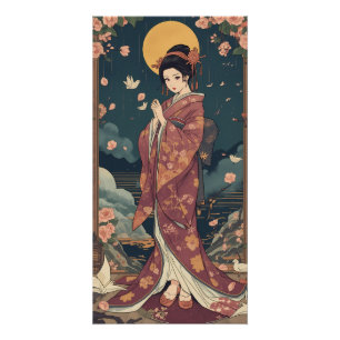 Vintage Japanse Anime Kimono Meisje Esthetische Ku Perfect Poster