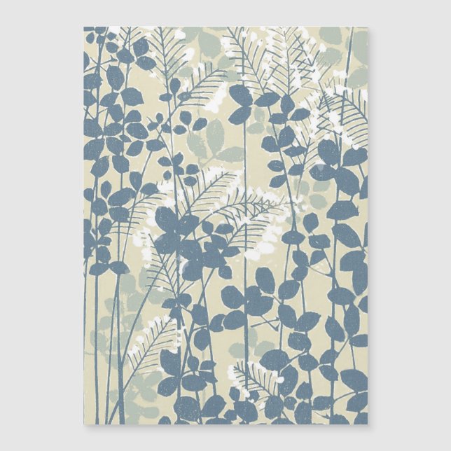Vintage Japanse Blauwe Botanische: Crème Blad Vare (Voorkant)