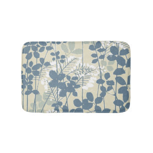 Vintage Japanse Blauwe Botanische: Crème Blad Vare Badmat