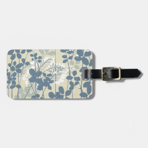 Vintage Japanse Blauwe Botanische: Crème Blad Vare Bagagelabel
