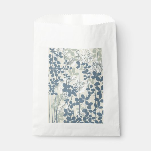 Vintage Japanse Blauwe Botanische: Crème Blad Vare Bedankzakje (Voorkant)