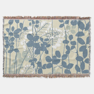 Vintage Japanse Blauwe Botanische: Crème Blad Vare Deken